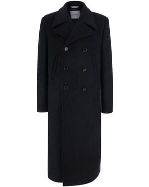 Balenciaga Double-Breasted Coat With Notched Revers - Black