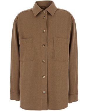 Max Mara 'Ladino' Shirt With Classic Collar And Two Patch Pocket - Brown