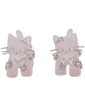 YVMIN Split Kitten Earrings With Elegant Metal Details - Pink