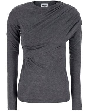 Isabel Marant 'Dressi' Top With Draped Motif On The Front - Grey