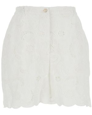 ..,merci Shorts With Elasticated Waist And All-Over Embroidered Des - White