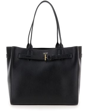 Tom Ford Tote Bag With T Detail - Black