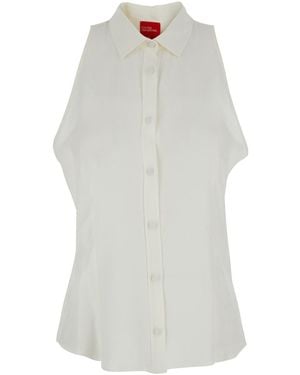 ..,merci Shirt 'Coconut' With Classic Collar And Long Sleeves - White