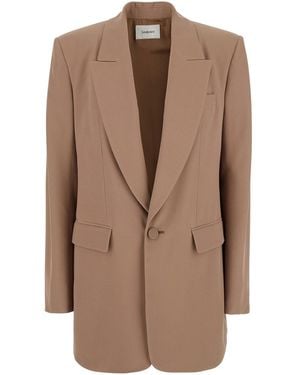 Saint Laurent Single-Breasted Jacket With Peak Lapels - Brown