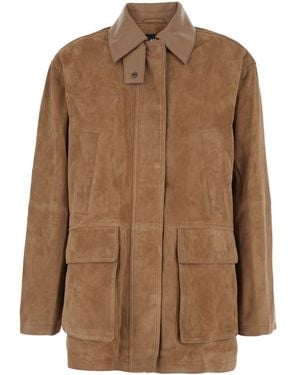 Arma 'Kaylee' Jacket With Foldable Collar With Button And Patch - Brown