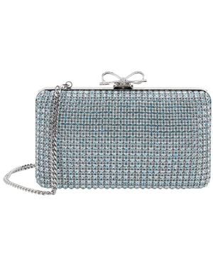 Self-Portrait Clutch Bag Crystal Chainmail" With Crystal Details - Blue