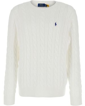 Polo Ralph Lauren Jumper With Round Neck And Pony Embroidery On - White