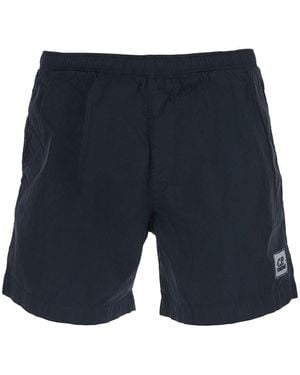 C.P. Company Swim Shorts With Logo On The Front - Blue