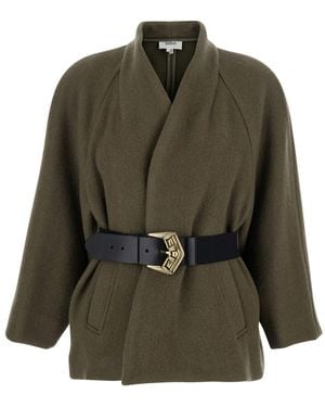 Ba&sh Giubbotto 'Hini' Con Scollo Sciallato E Chiusura Con Cintura Sul - Verde