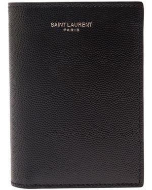 Saint Laurent Card-Holder With Embossed Logo - Black