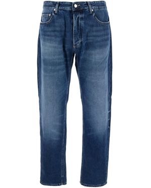 ICON DENIM Five Pocket Jeans With Logo Patch On The Back - Blue