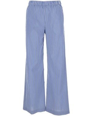 Plain Pantalone Con Gamba Ampia E Motivo A Righe All-Over - Blu