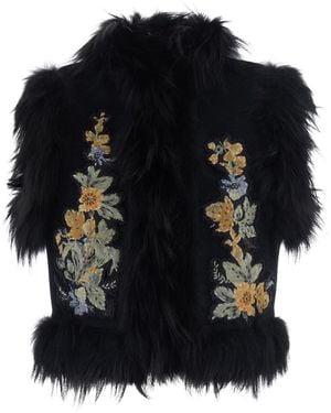 Fendi Gilet Panno + Floral - Black