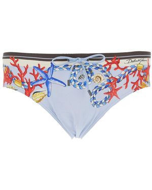 Dolce & Gabbana Light Swimsuit With All-Over Print - Blue