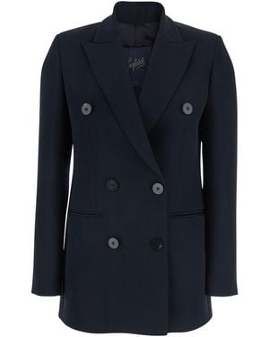 The Seafarer 'Betty' Double-Breasted Jacket With Peak Lapel - Blue