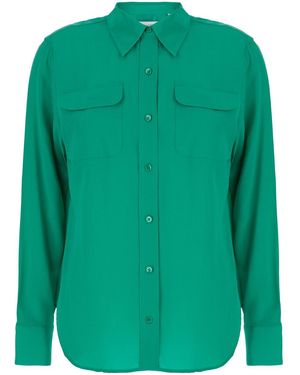 Equipment Satin Slim Signature Shirt - Green