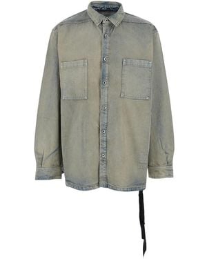 Rick Owens Light Jacket With Classic Collar And Drawstring Detail On The Waist - Gray