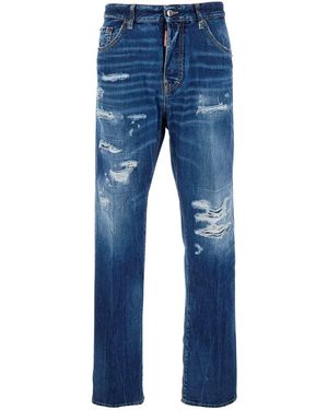 DSquared² '642' Jeans With All-Over Ripped Details And Logo Patch On The Rear - Blue