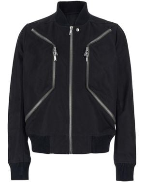 Rick Owens 'Heizer Flight' Bomber Jacket With Two Front Zip Pockets - Black