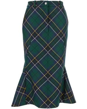 McQueen Skirt With All-Over Tartan Pattern - Green