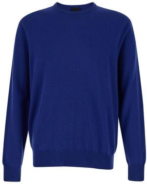 Plain Maglioncino Girocollo A Maniche Lunghe - Blu