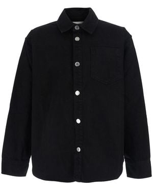Ami Paris Overshirt Ami De Coeur With Classic Collar And Long Sleeves - Black
