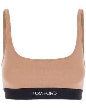 Tom Ford Top With Square Neckline And Logo Lettering On The Fron - White