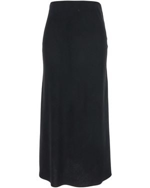 Plain Midi Skirt With Concealed Side Zip Closure - Black