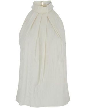 Tela Top 'Inca Str' With Details - White