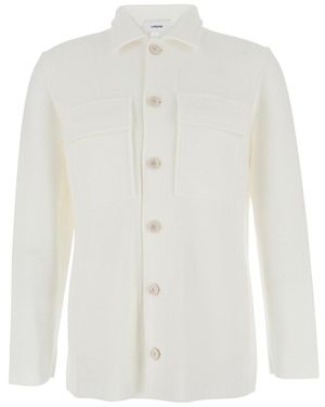 Lardini Shirt With Classic Collar And Two Front Patch Pockets In - White