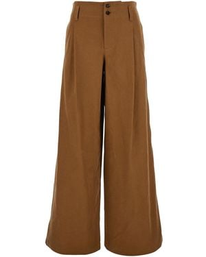 Chloé Trousers With Belt Loops And Wide Leg - Brown