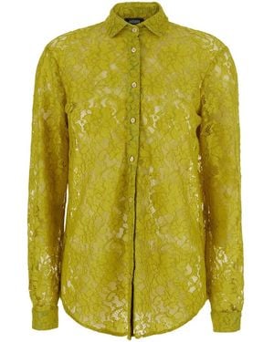 Le Plain Shirt With Lace Characterized By An Elegant And Refined Design - Green