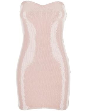 Twentyfourhaitch 'Siwa' Sleeveless Mini Dress With Heart Necklin - Pink