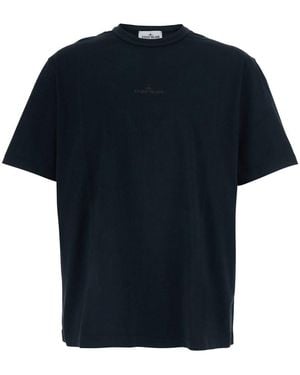 Stone Island T-Shirt 'Embroidered Logo' With Embroidered Logo Det - Blue