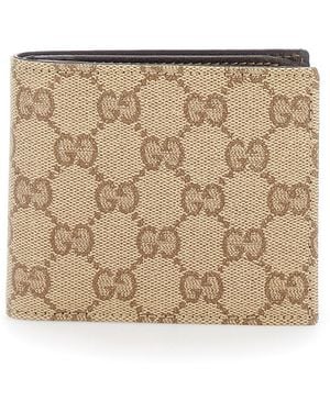 Gucci Bi-Fold Wallet With Logo Lettering On The Inside - Natural