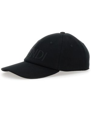 Fendi Baseball Cap With Logo Lettering Embroidery On The Front - Black