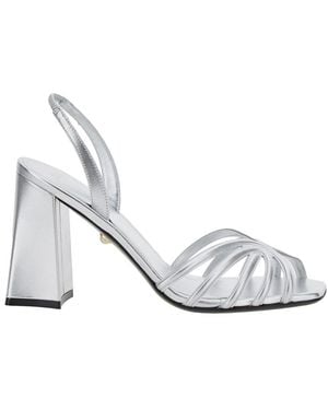 ALEVI 'Tara' Sandals With Elastic Ankle Strap And Block Heel - White