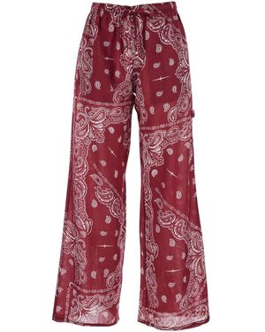 VENUJA Wide Leg Trousers With All-Over Print For - Red