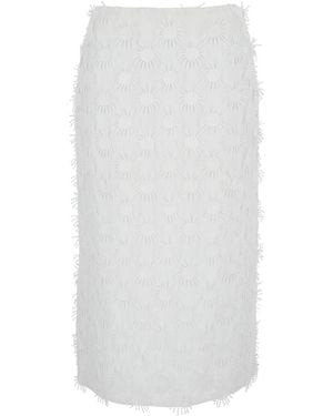 MSGM Cotton Blend Midi Skirt With All-Over Appliques - White