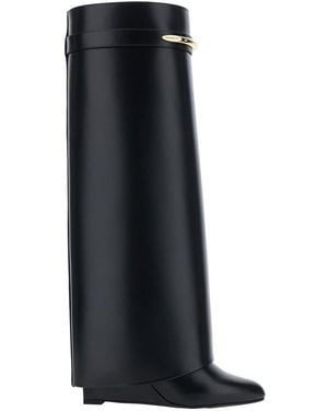 Givenchy Sandals With Logo Plaque On The Front And High Wedge Heel - Black