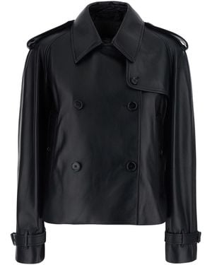 Burberry Mayfair Leather Cropped Trench - Nero