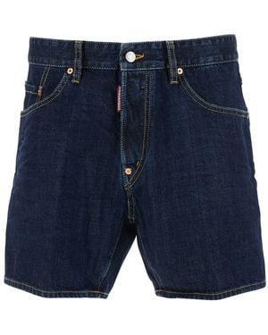 DSquared² Shorts With Back Logo Patch And Contrast Stitching - Blue