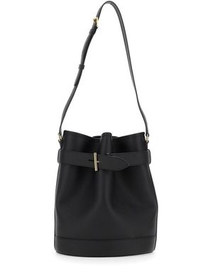 Tom Ford Borsa A Secchiello Media Con Tracolla Regolabile E Chiusura C - Nero