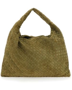 Bottega Veneta 'Hop' Large Shoulder Bag With Intrecciato Motif And Magnetic Closure - Green