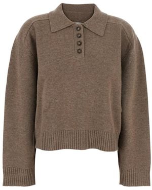 Loulou de Saison Polo Shirt Style Jumper With Classic Collar An - Brown