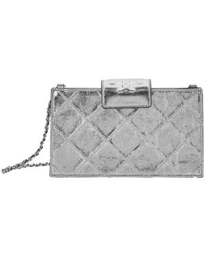 Tory Burch Borsa A Tracolla 'Fleming Mini' Con Tracolla A Catena E Des - Grigio