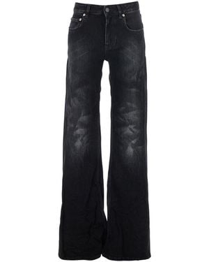 Balenciaga Wide Leg Jeans With Faded Effect - Black
