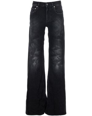 Balenciaga Jeans With Faded Effect And Wide Legi N Denim - Black