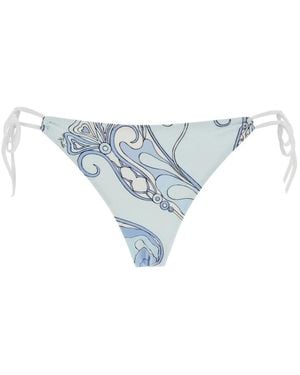 PUCCI Slip Bikini Con Chiusura Con Lacci Regolabili E Stampa Orchidea - Blu
