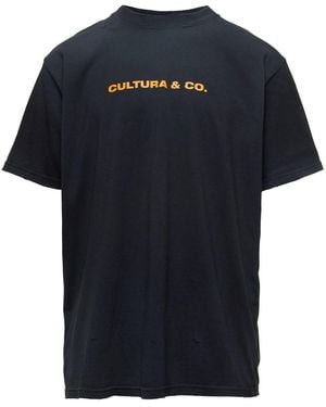 Cultura Crewneck T-Shirt With & Co Print - Black